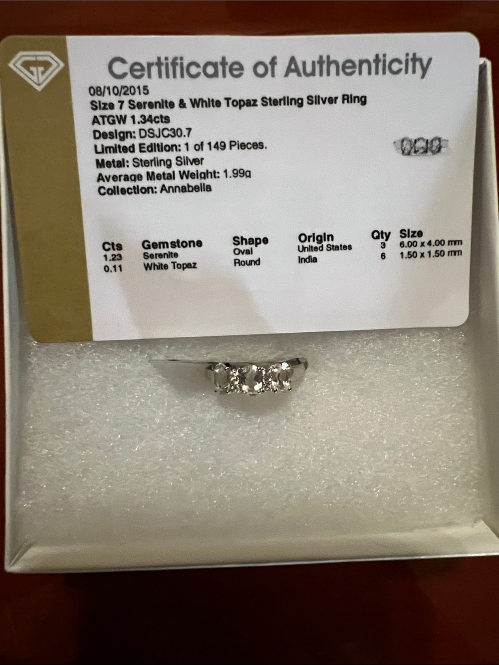 Annabella Sterling Silver Ring with White Topaz - Silver & White